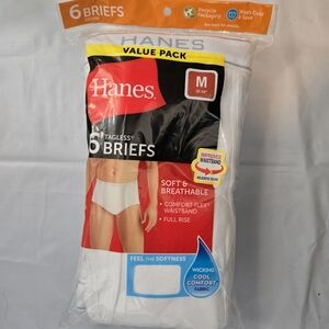 Hanes Mens 6pk Tagless Briefs All White Mens MEDIUM